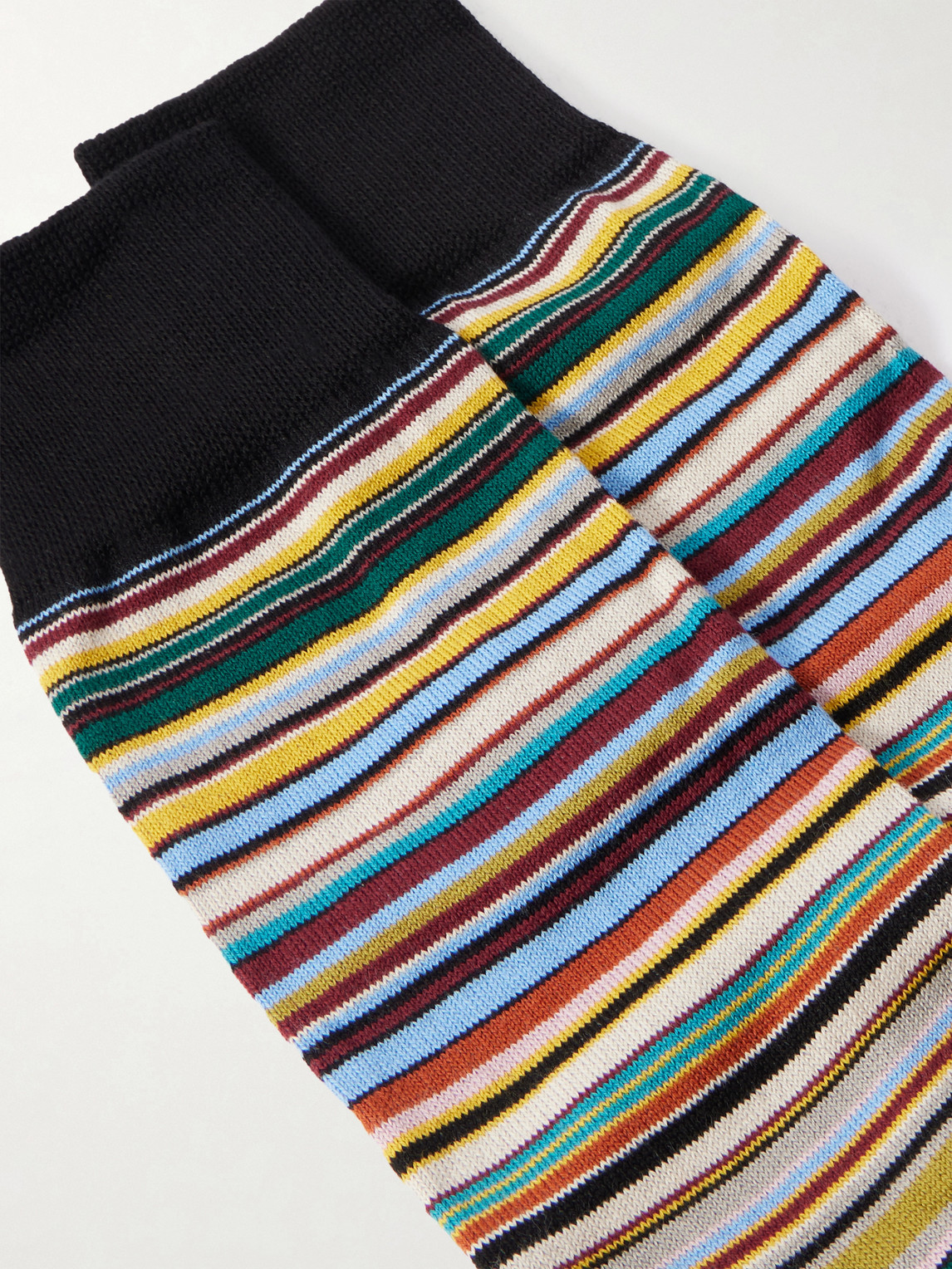 Pack Of Six Embroidered Striped Cotton-Blend Socks