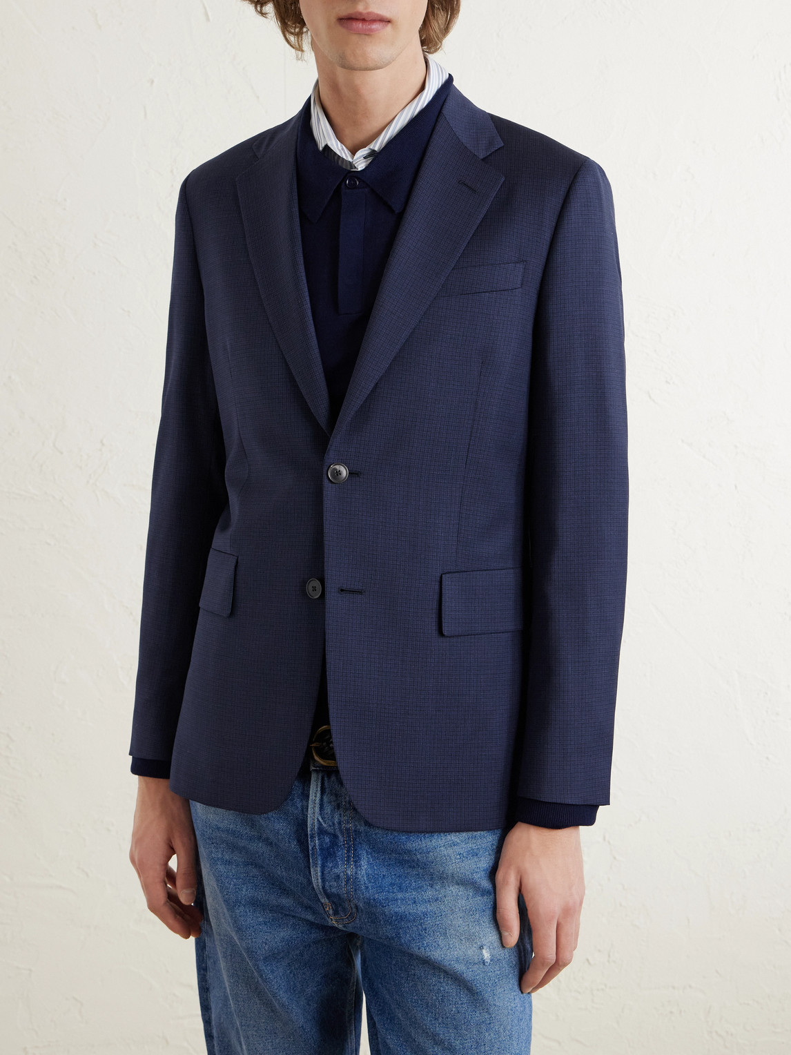  Paul Smith - Slim-fit Checked Wool Suit Jacket - Men - Blue - Uk/us 36 