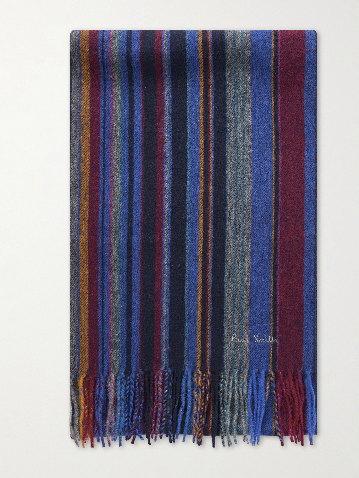 Paul Smith Fringed Striped Wool Scarf - Men