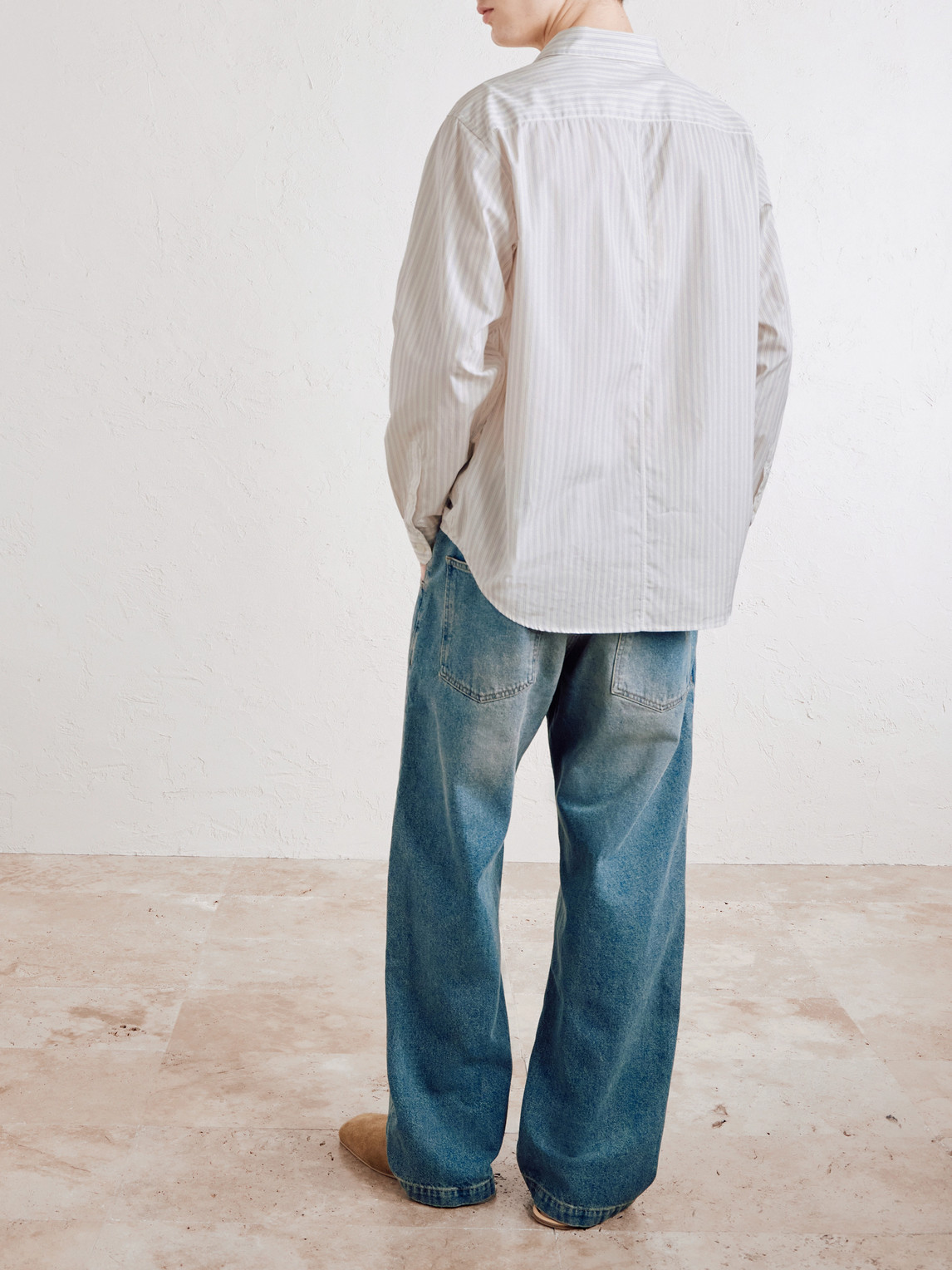  Mfpen - Evening Striped Cotton-poplin Shirt - Men - Neutrals - M 