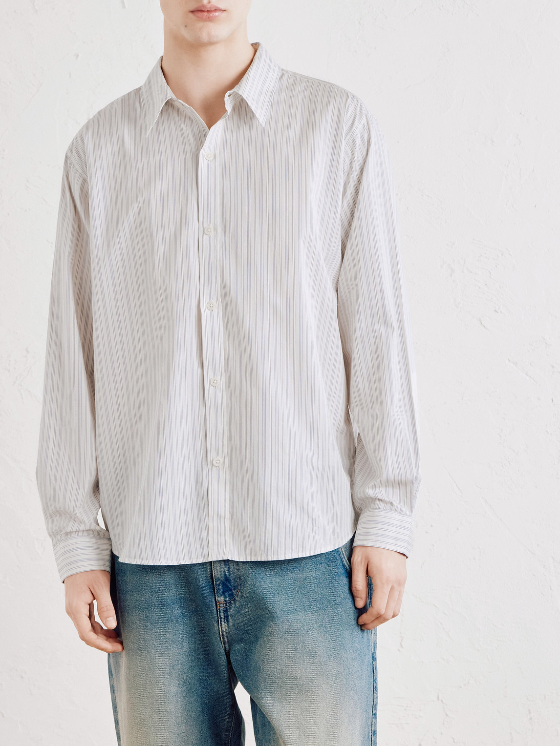 Mfpen - Evening Striped Cotton-poplin Shirt - Men - Neutrals - M 