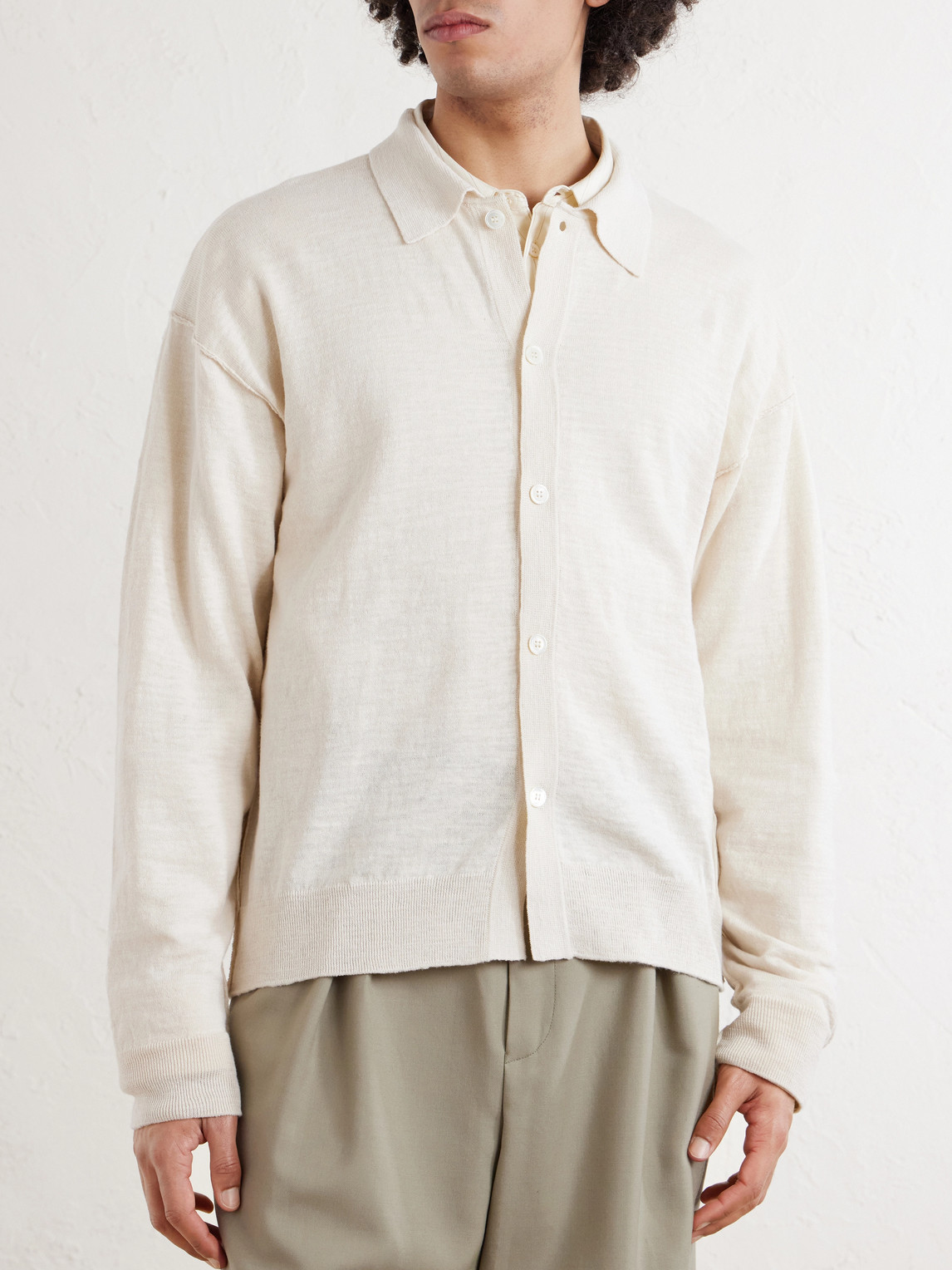  Mfpen - Formal Cotton And Linen-blend Cardigan - Men - Neutrals - S 