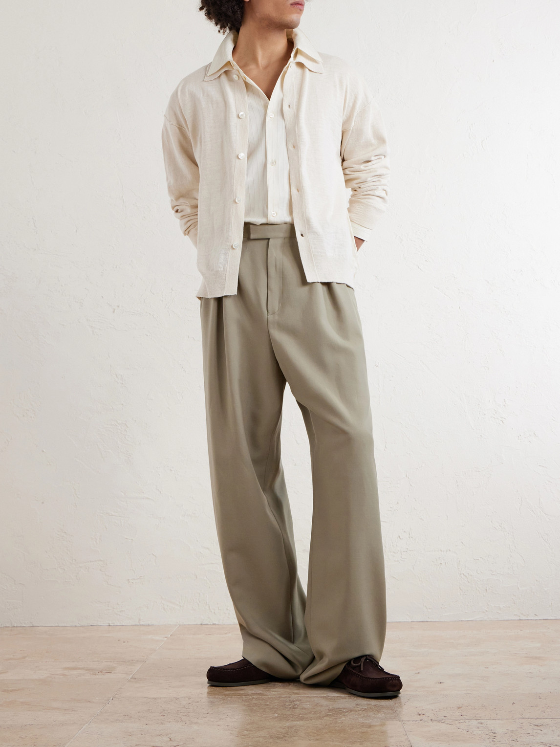Formal Cotton And Linen-Blend Cardigan