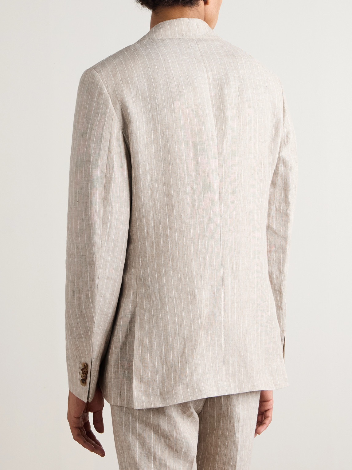  Mr P. - Striped Linen Suit Jacket - Men - Neutrals - 40 