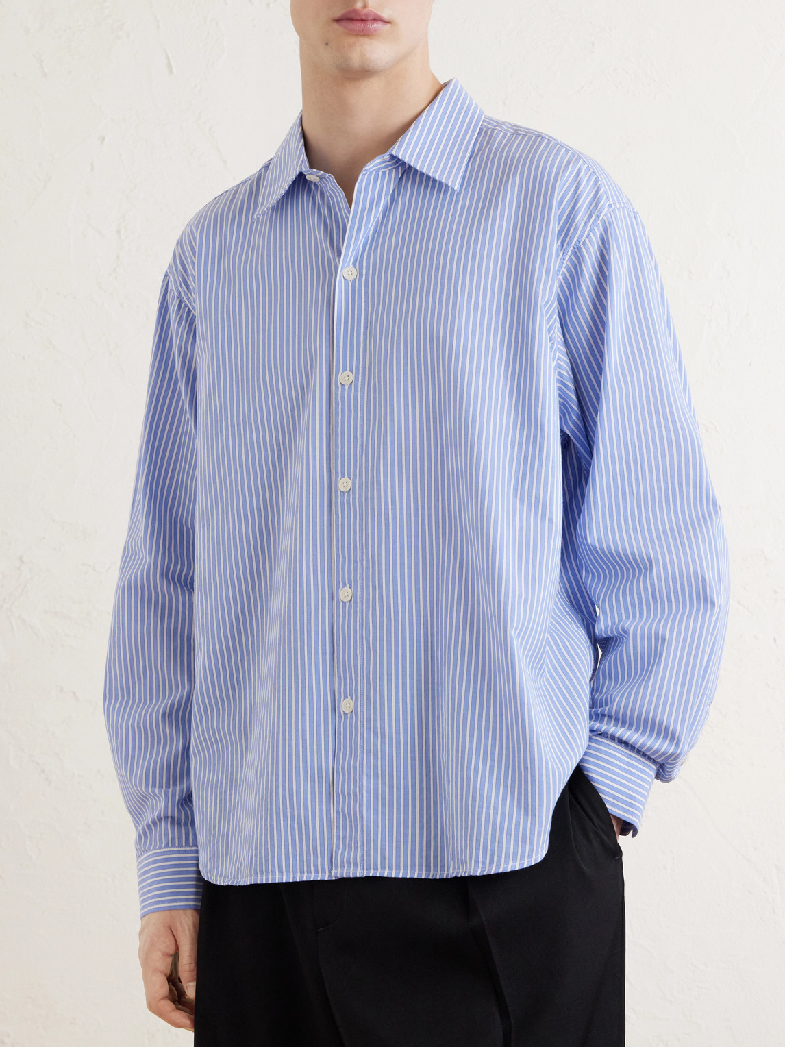  Mfpen - Generous Striped Cotton Shirt - Men - Blue - Xs 