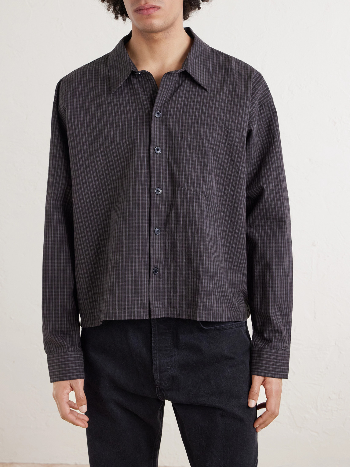  Mfpen - Priority Checked Cotton And Linen-blend Shirt - Men - Gray - M 