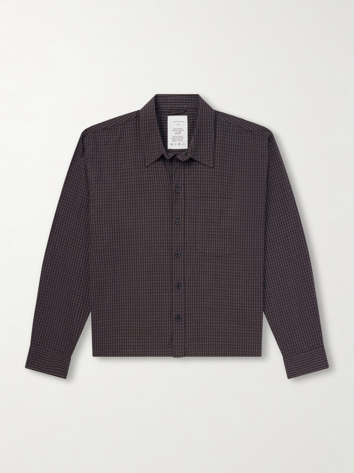 Mfpen Priority Checked Cotton And Linen-blend Shirt In Gray