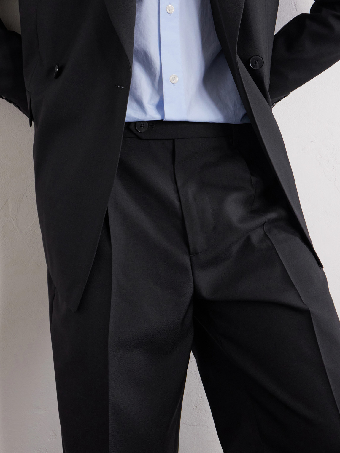 Straight-Leg Pleated Wool Suit Trousers Formal