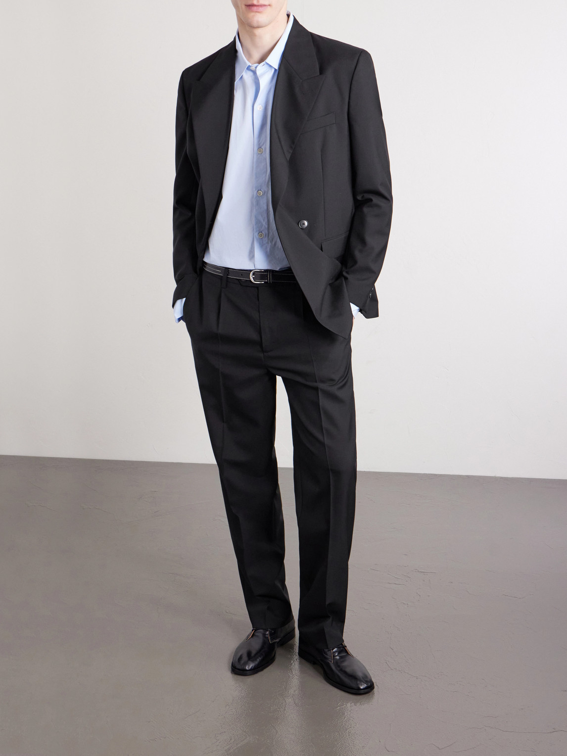 Straight-Leg Pleated Wool Suit Trousers Formal