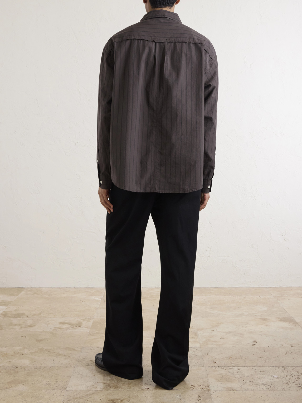  Mfpen - Essay Pinstriped Cotton Shirt - Men - Brown - S 