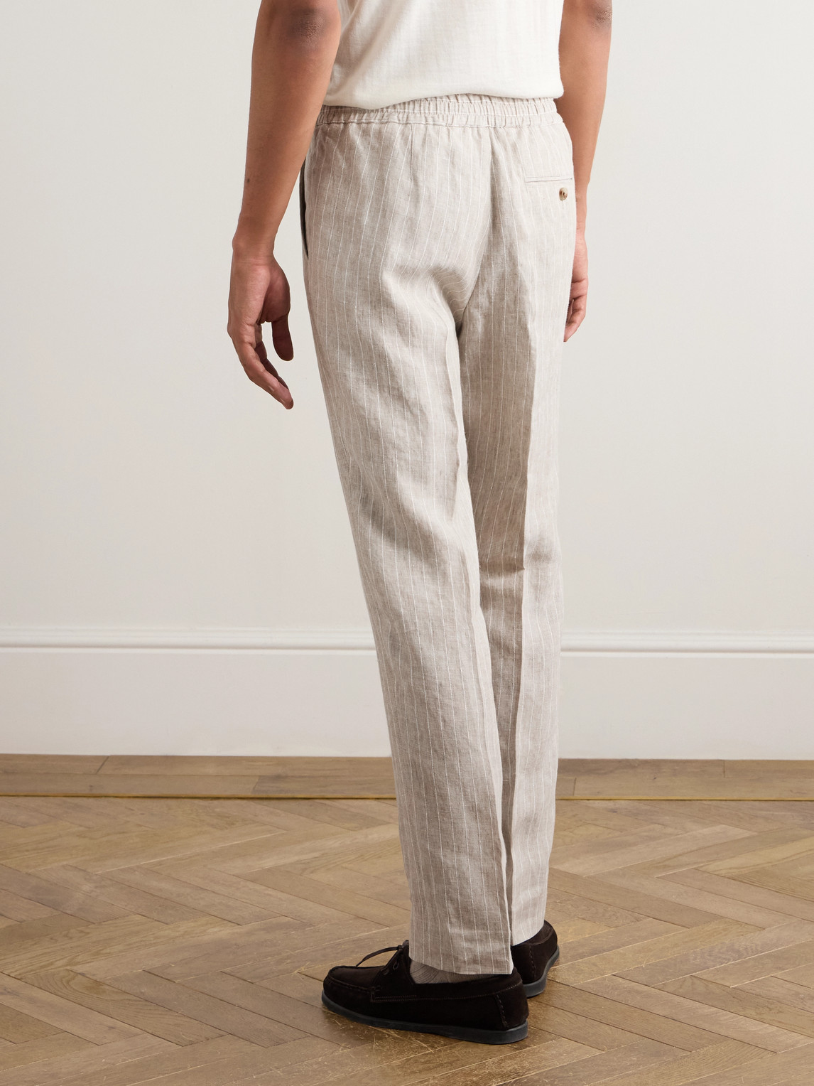  Mr P. - James Straight-leg Striped Linen Suit Trousers - Men - Neutrals - 32 
