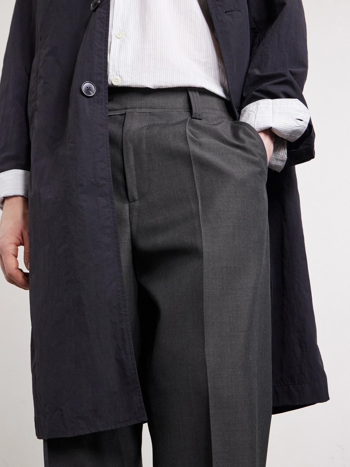Straight-Leg Pleated Wool