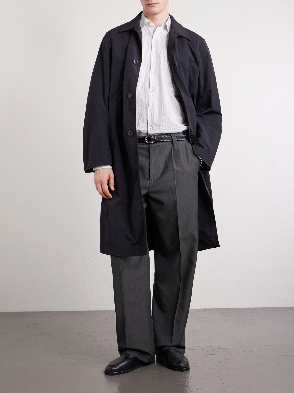 Straight-Leg Pleated Wool