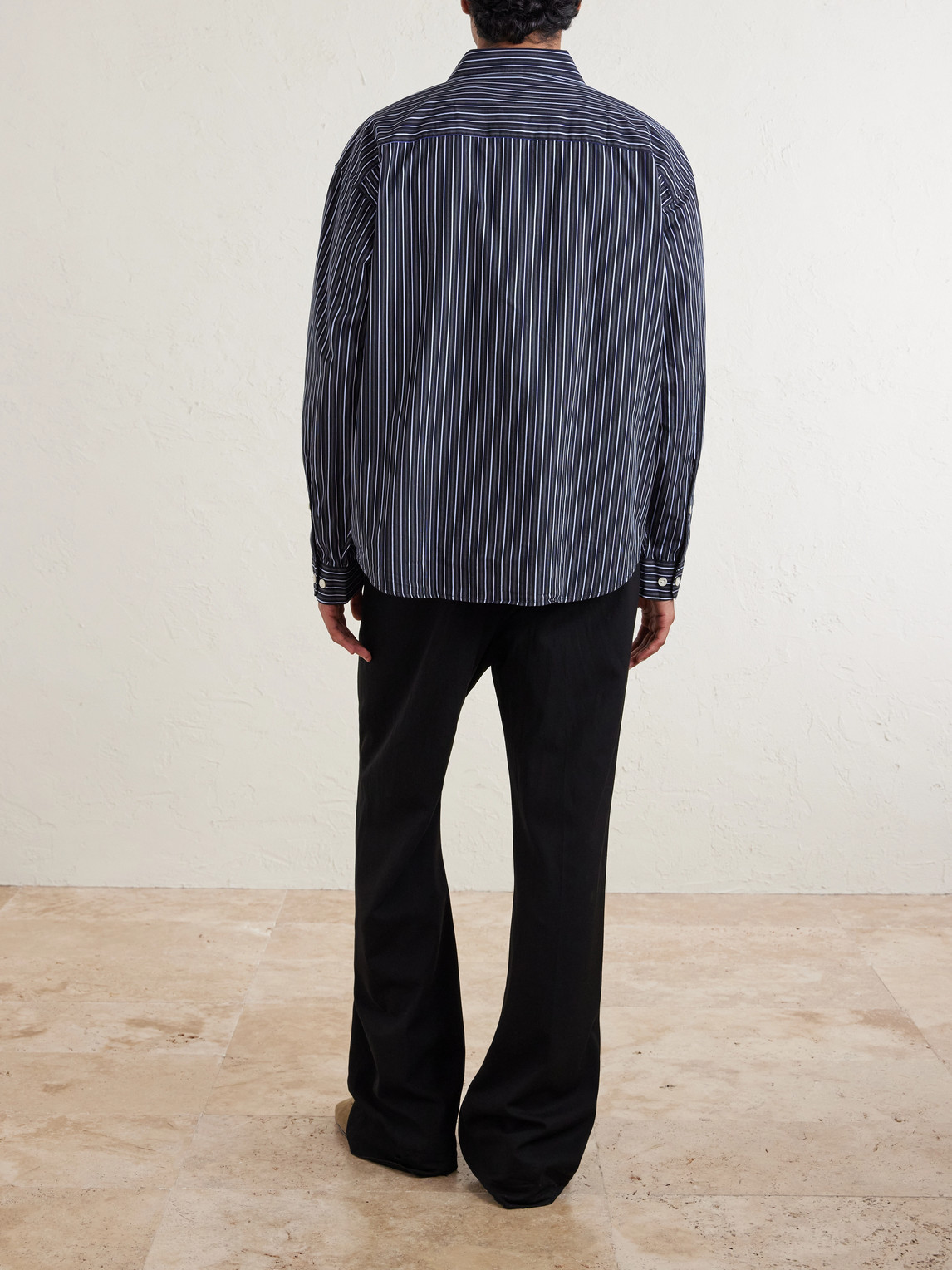  Mfpen - Exact Striped Cotton-poplin Shirt - Men - Black - S 