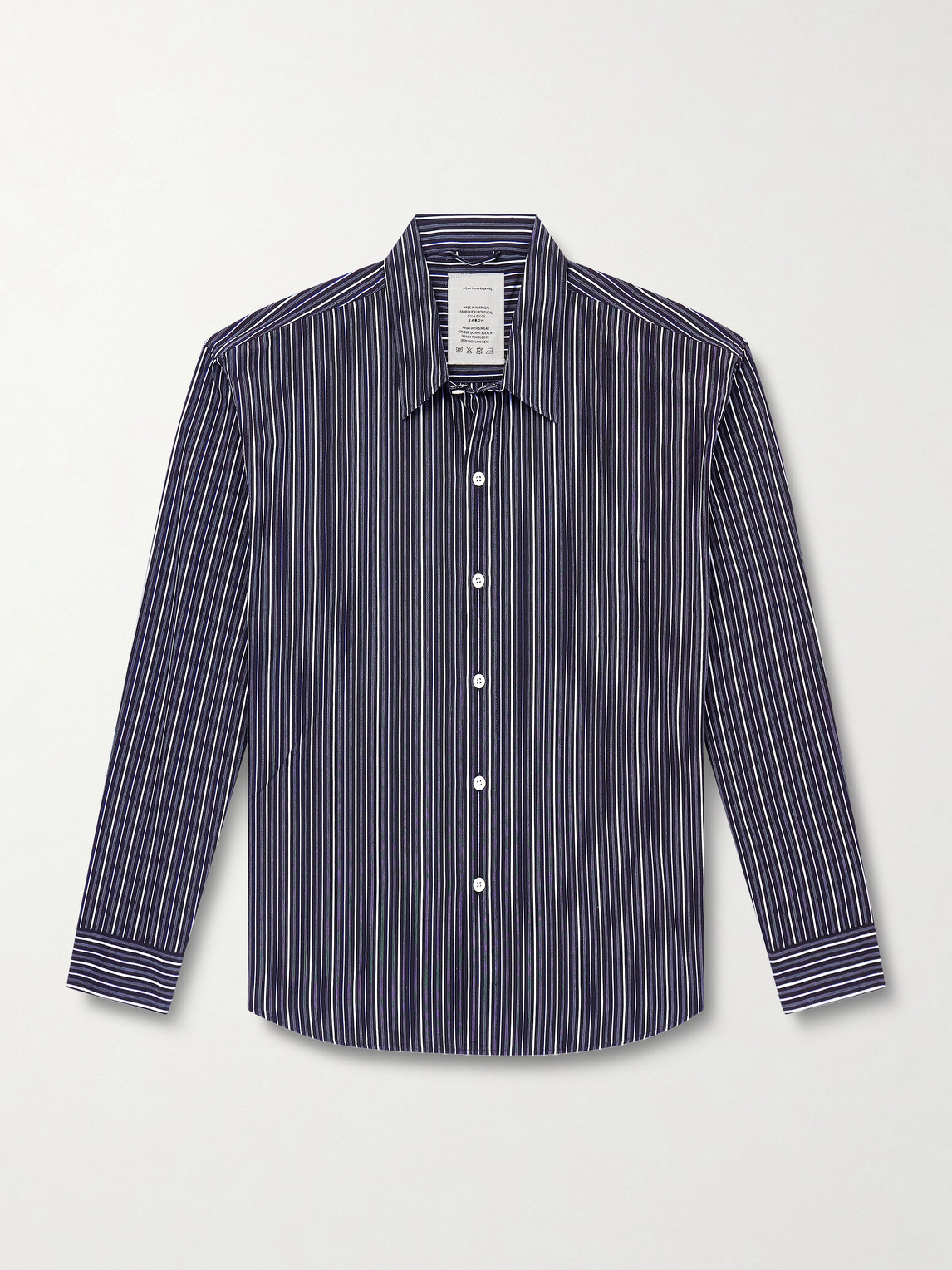 Mfpen Exact Striped Cotton-poplin Shirt In Black