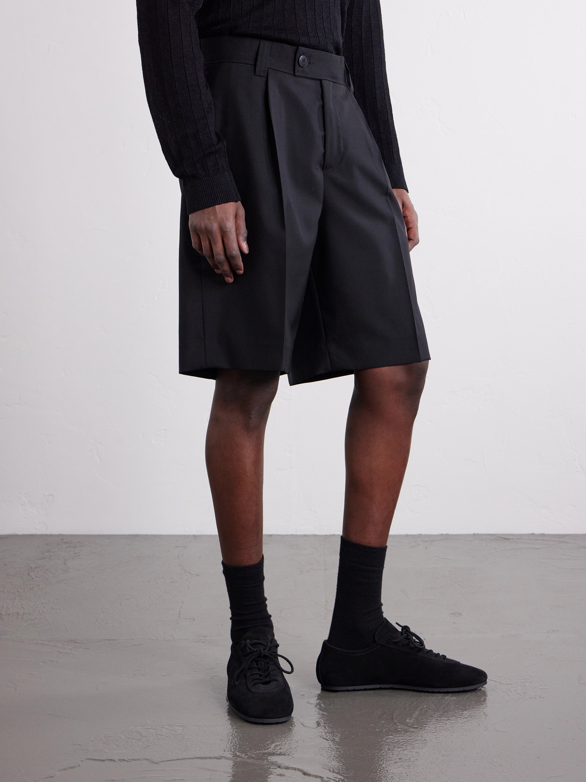  Mfpen - Wide-leg Wool Shorts - Men - Black - S 