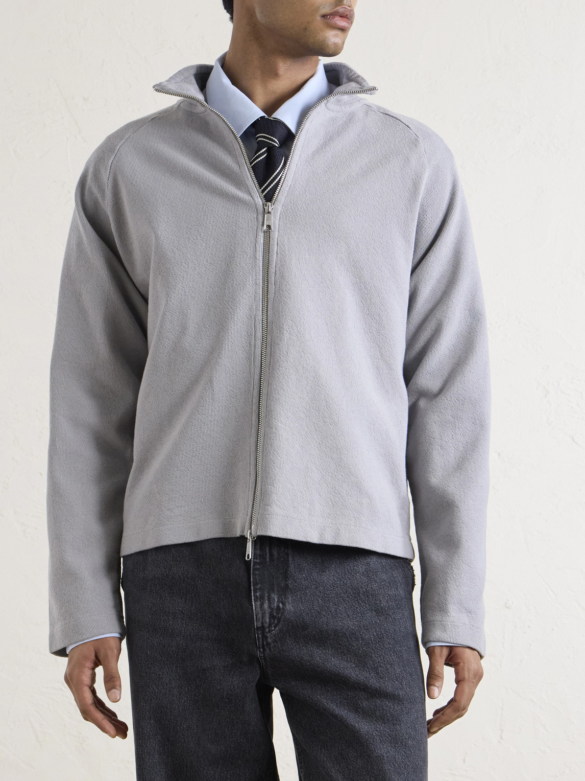  Mfpen - Leisure Organic Cotton Zip-up Sweater - Men - Gray - Xs 