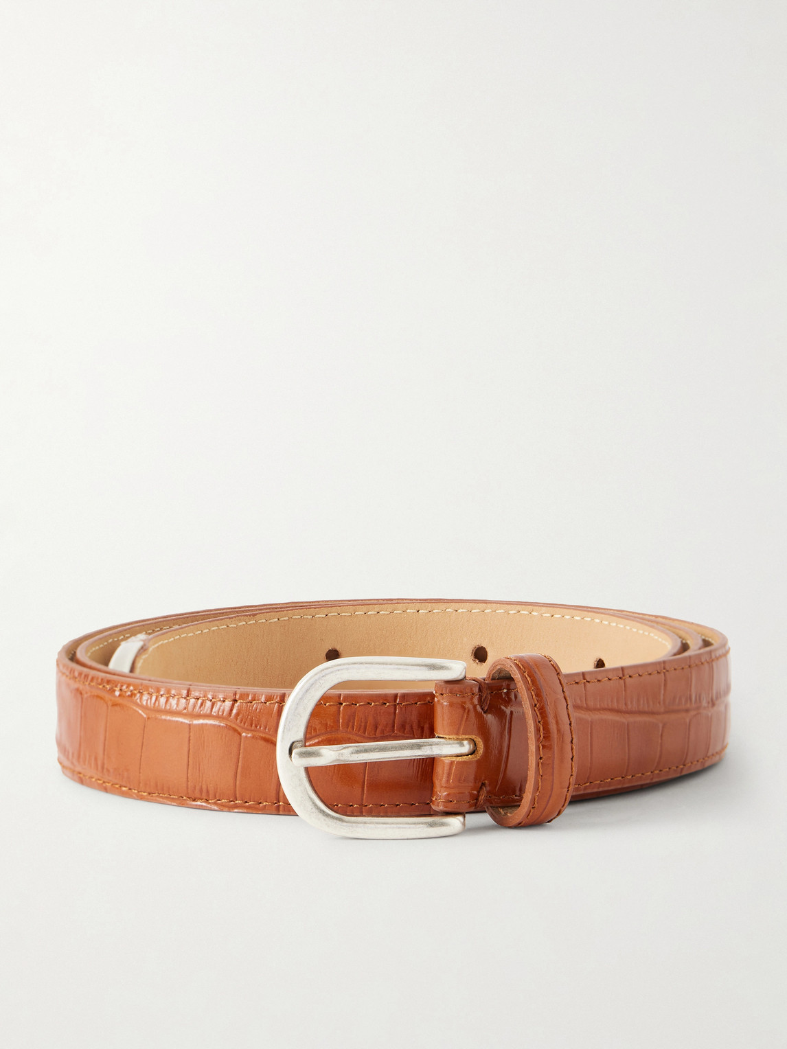 Mfpen Occasion 2cm Croc-effect Leather Belt In Brown