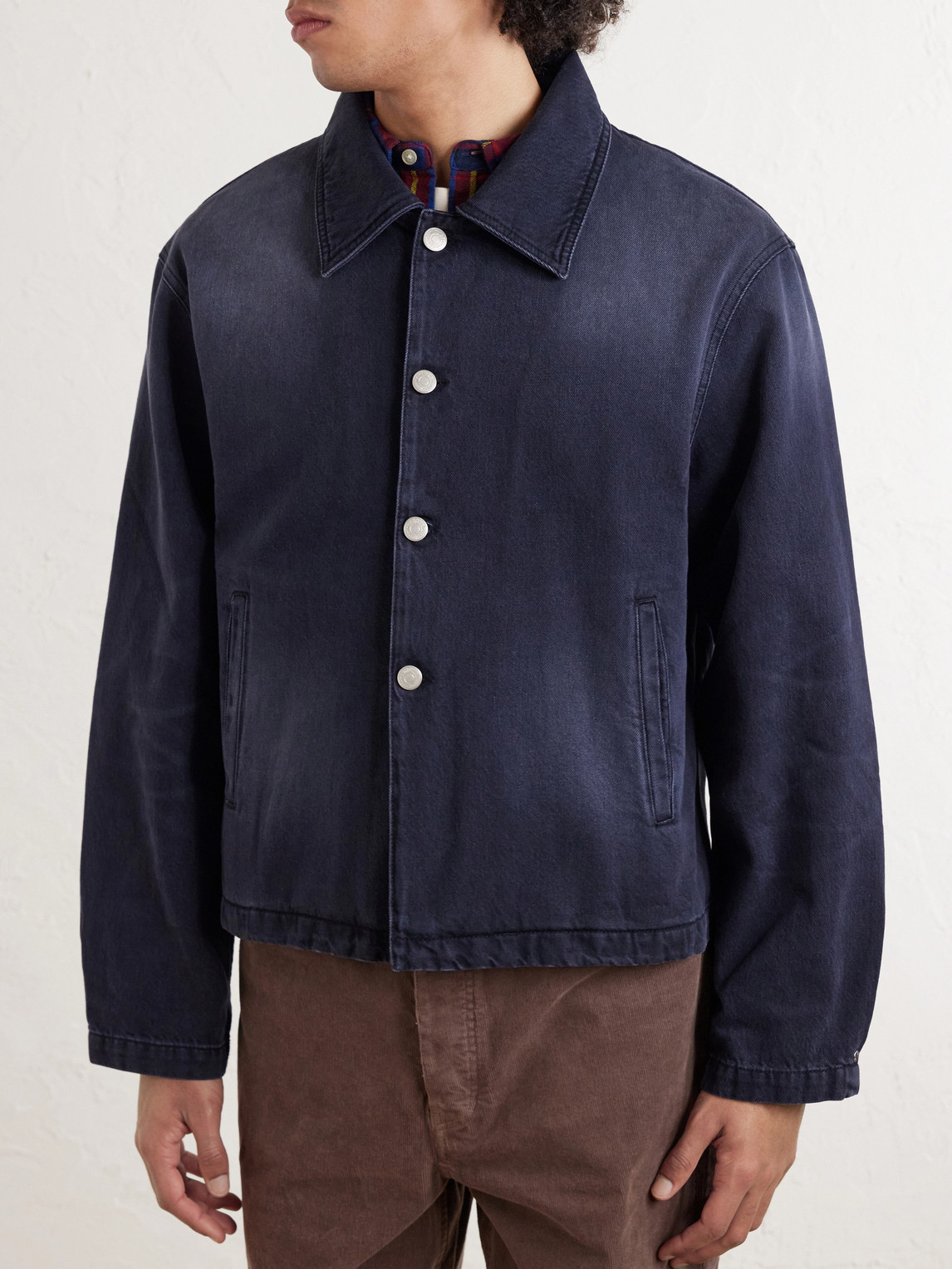  Mfpen - Union Cropped Garment-dyed Organic Denim Jacket - Men - Blue - S 