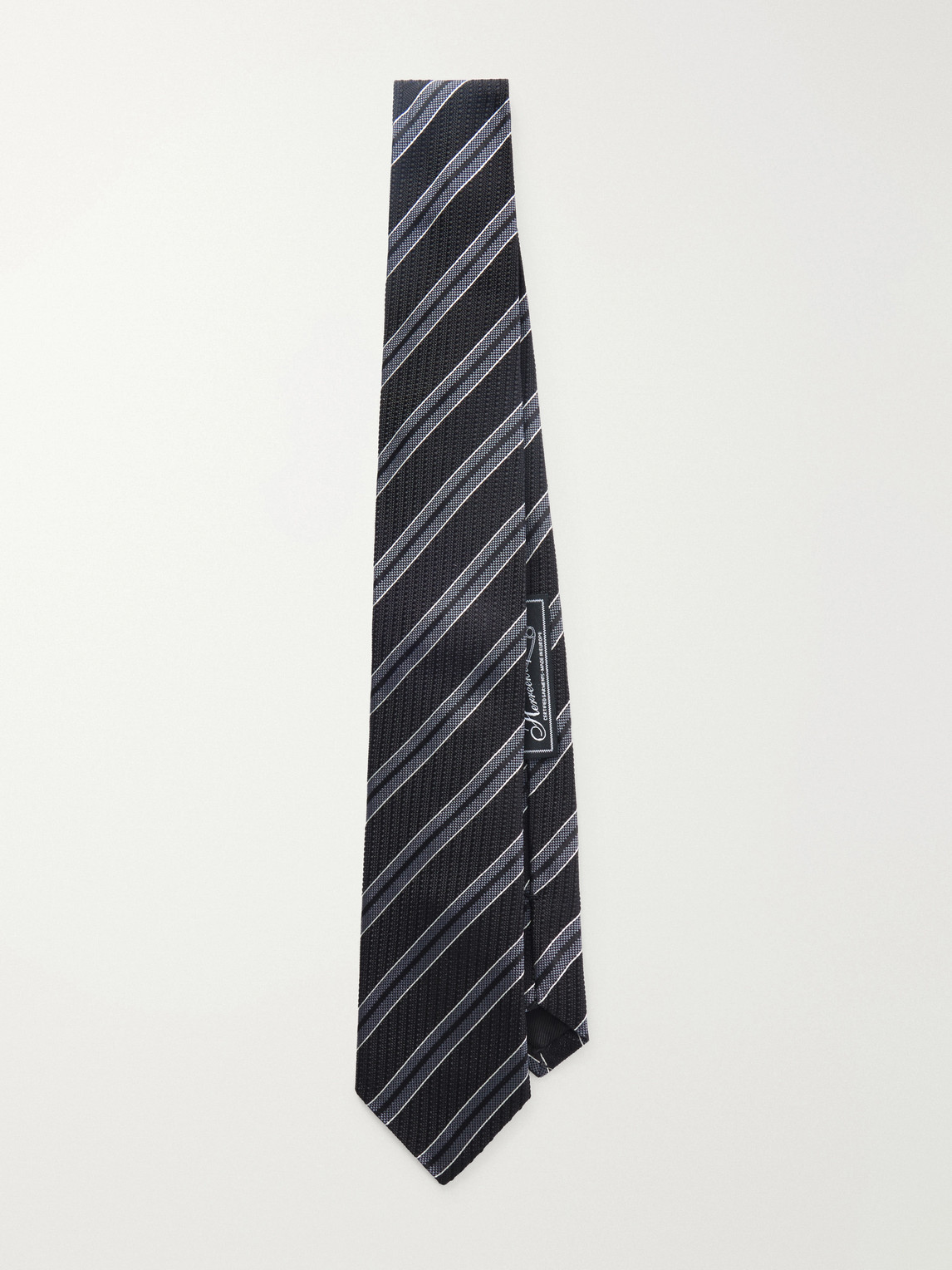 Mfpen Banquet 7cm Striped Silk-jacquard Tie In Gray