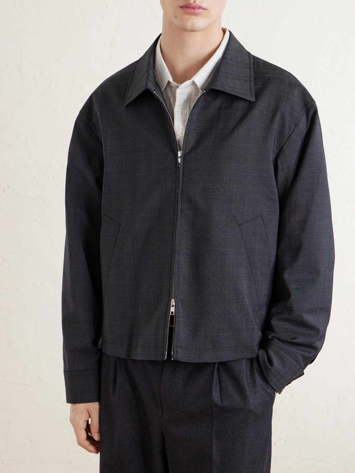  Mfpen - Mail Prince Of Wales Checked Wool-twill Jacket - Men - Gray - S 