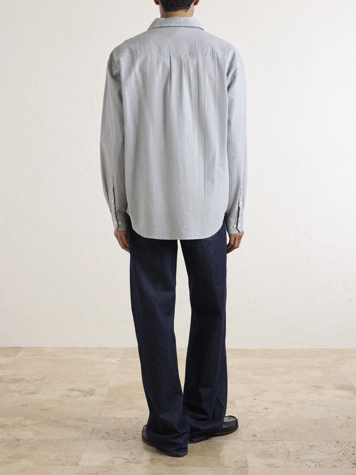  Mfpen - Executive Checked Cotton-seersucker Shirt - Men - Gray - S 