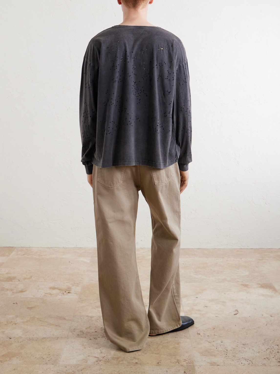 Distressed Organic Cotton-Jersey T-Shirt