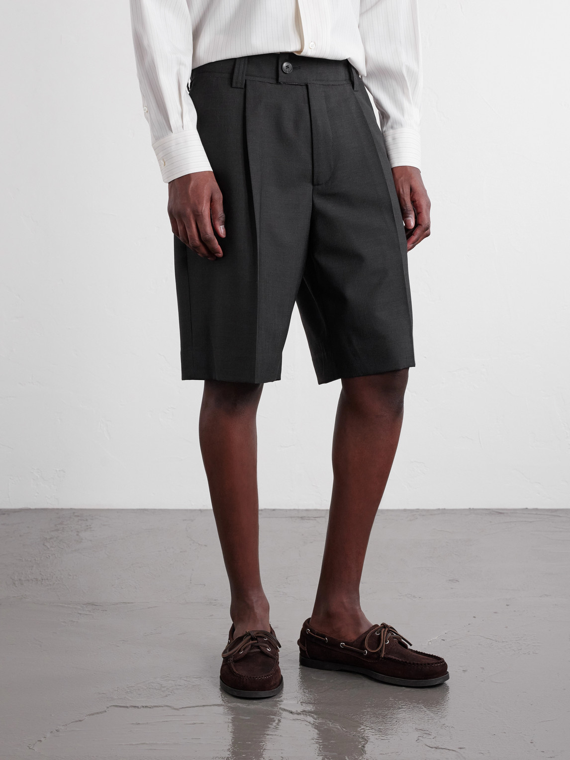 Mfpen - Straight-leg Wool Shorts - Men - Black - S 