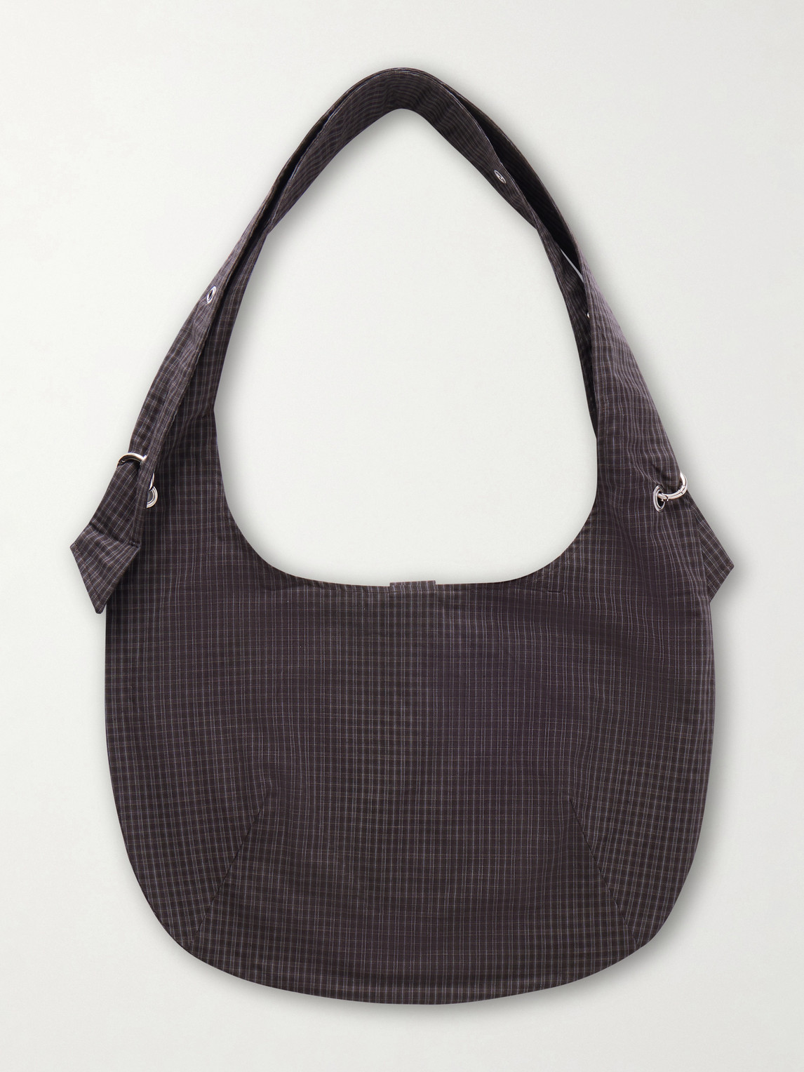  Mfpen - Eyelet Checked Cotton And Linen-blend Canvas Shoulder Bag - Men - Brown 