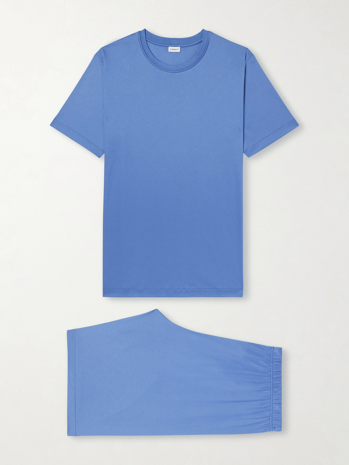 Zimmerli Sea Island Cotton-jersey Pyjama Set In Blue