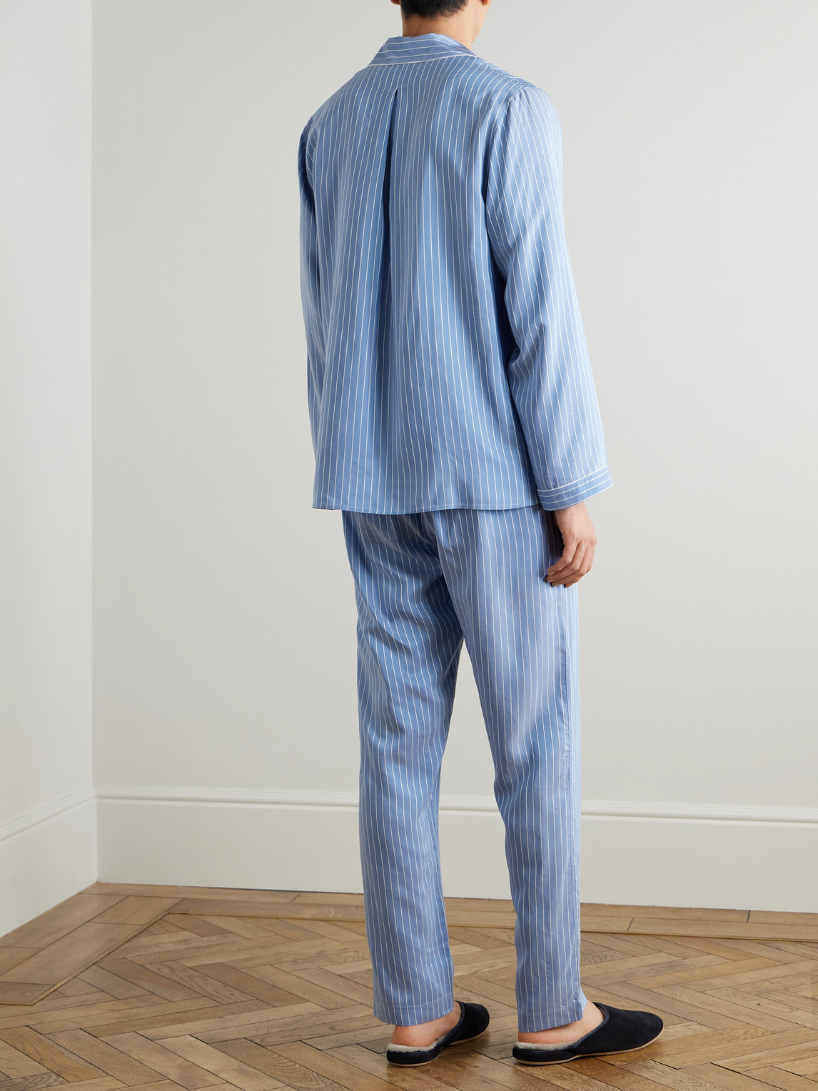  Zimmerli - Camp-collar Striped Woven Pyjama Set - Men - Blue - S 