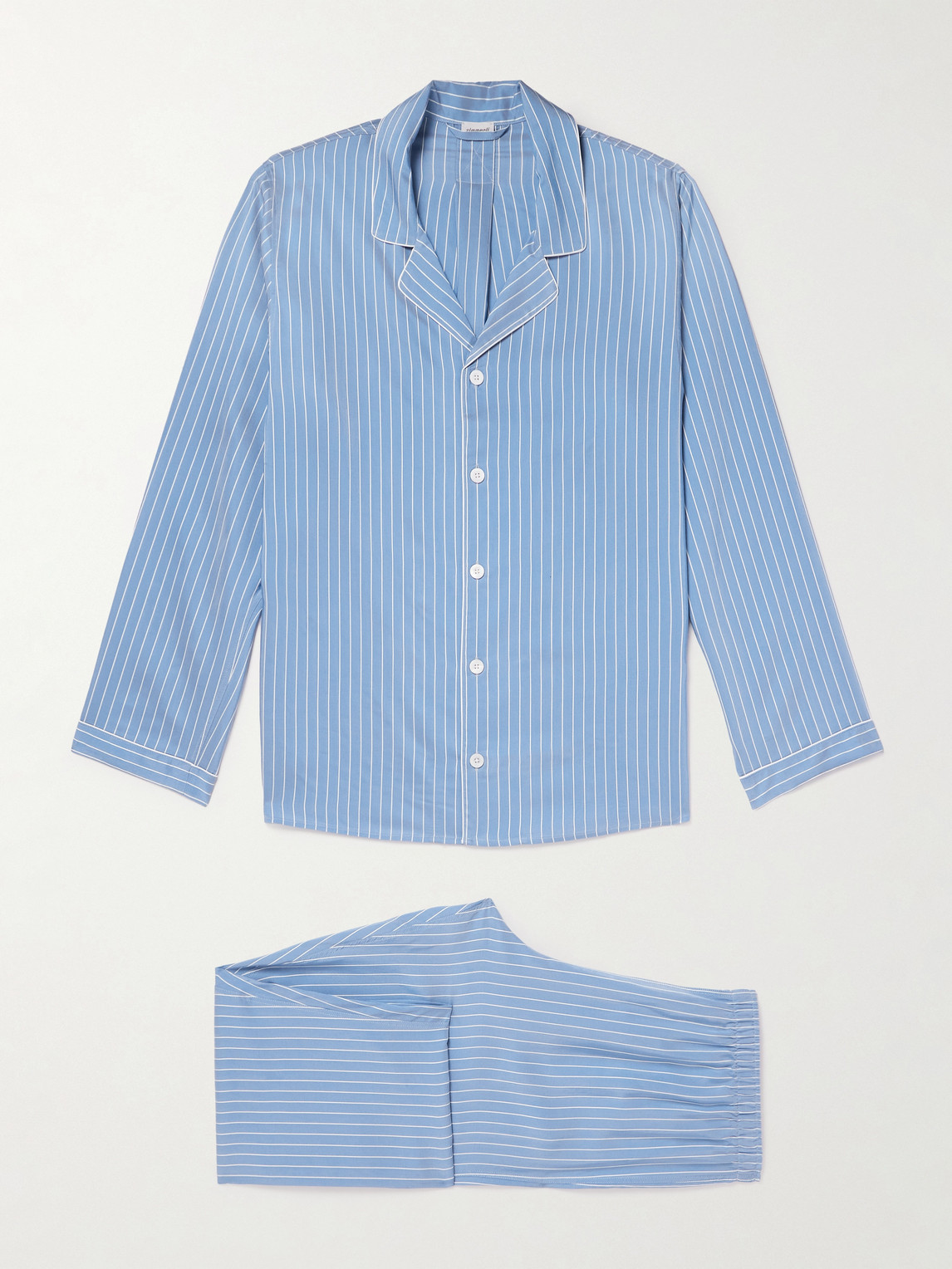 Zimmerli Camp-collar Striped Woven Pyjama Set In Blue