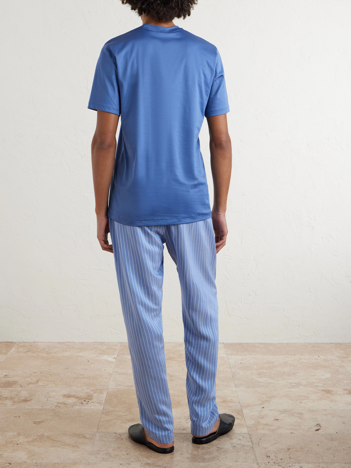  Zimmerli - Pinstriped Satin Pyjama Trousers - Men - Blue - S 
