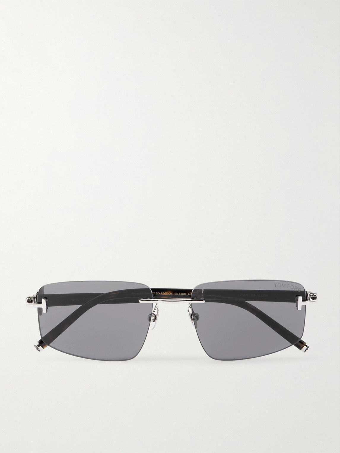 Tom Ford Private 4 Rimless Rectangular-Frame Gold-Tone, Horn and Tortoiseshell Sunglasses - Men