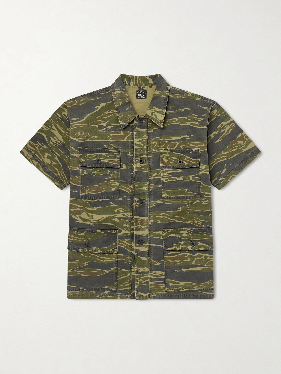 Orslow Camouflage-print Cotton-riptop Shirt In Green