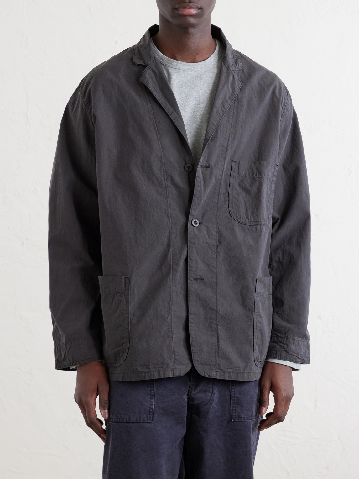 Orslow Cotton And Linen-blend Shell Jacket In Gray