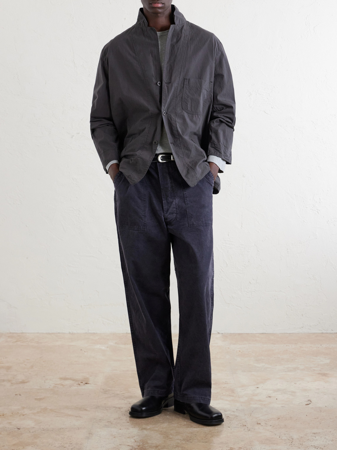 Orslow Cotton And Linen-blend Shell Jacket In Gray