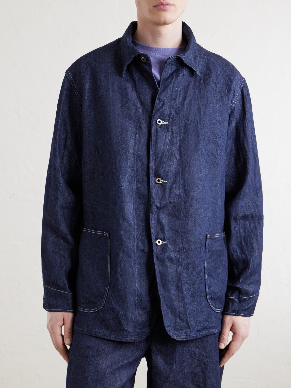  Orslow - Linen Denim Jacket - Men - Blue - 2 