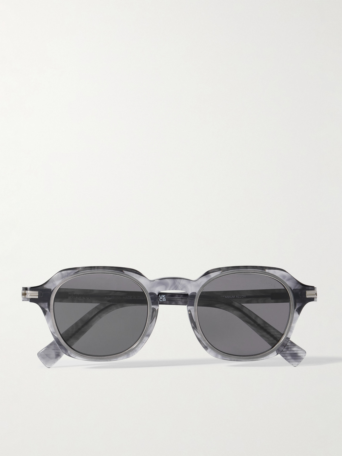 Zegna Round-Frame Marbled Acetate Sunglasses - Men