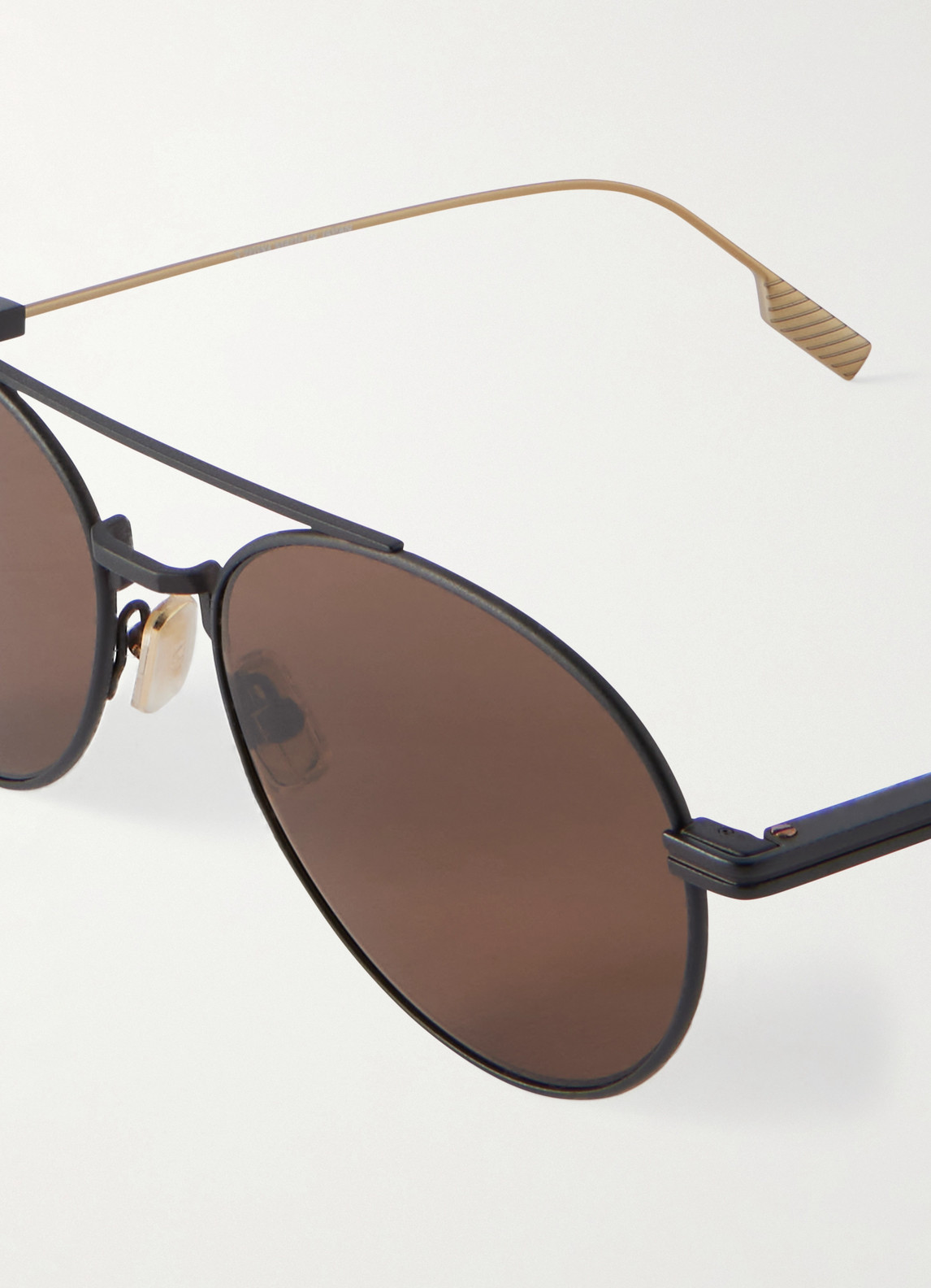  Zegna - Aviator-style Two-tone Titanium Sunglasses - Men - Brown 