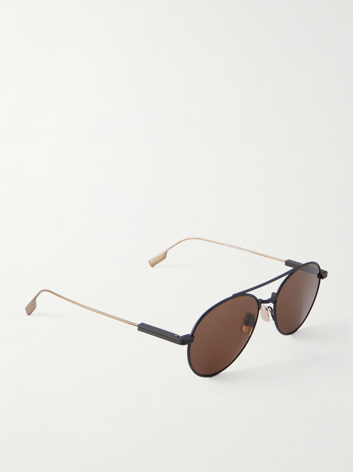  Zegna - Aviator-style Two-tone Titanium Sunglasses - Men - Brown 