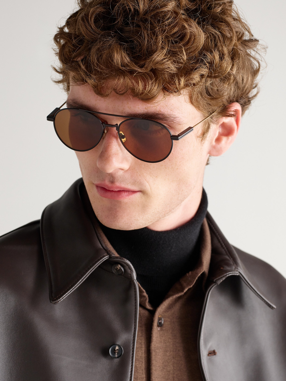 Aviator-Style Two-Tone Titanium Sunglasses — 2