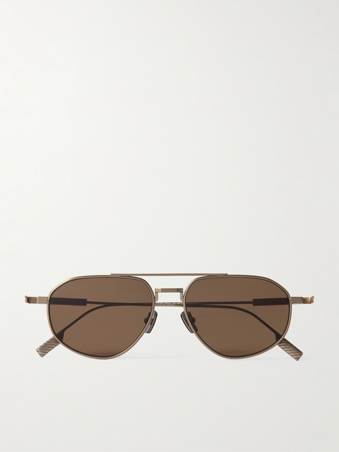Zegna Aviator-Style Bronze-Tone Polarised Sunglasses - Men