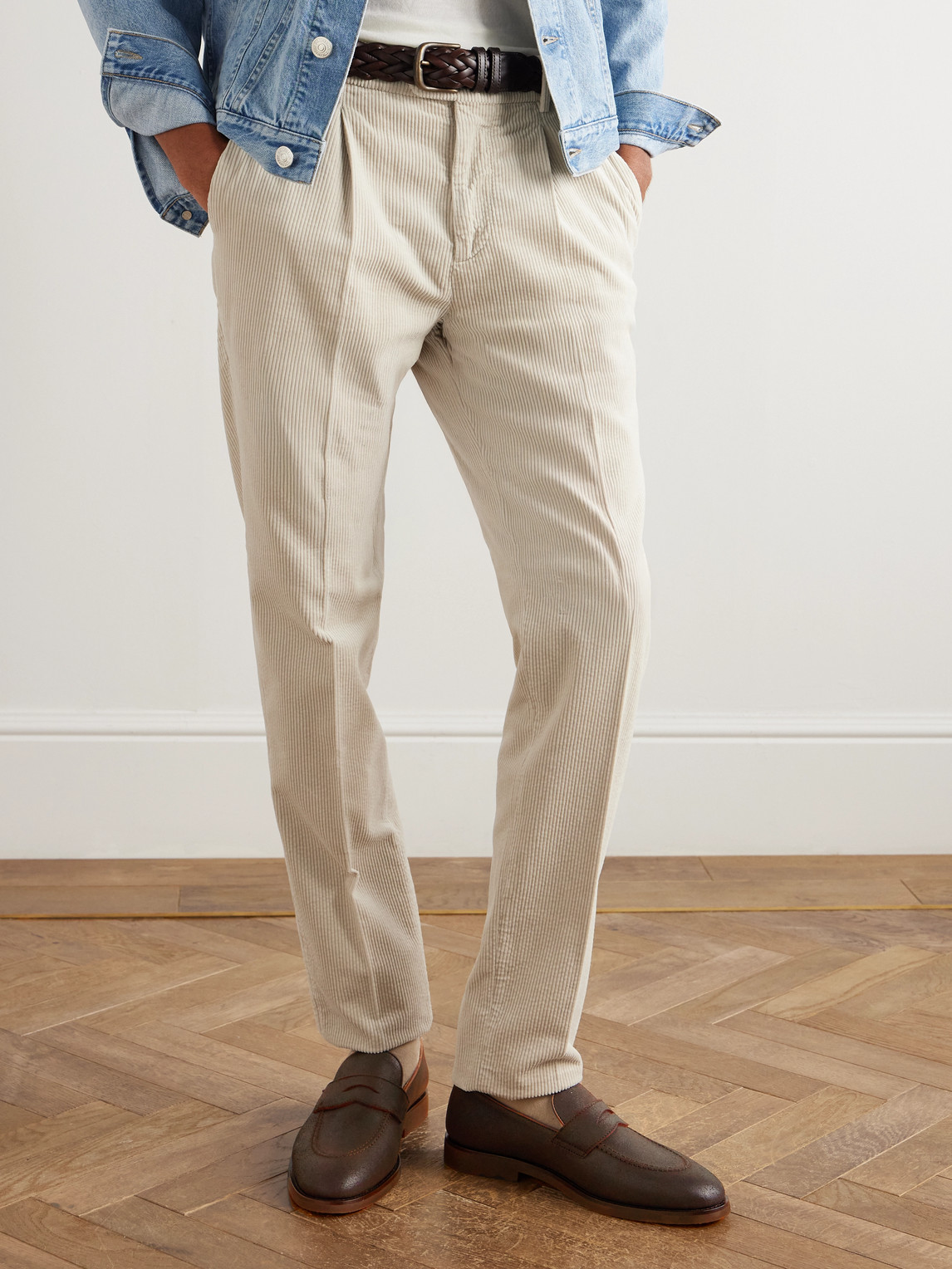 Brunello Cucinelli Flex Waxed-suede Penny Loafers In Brown