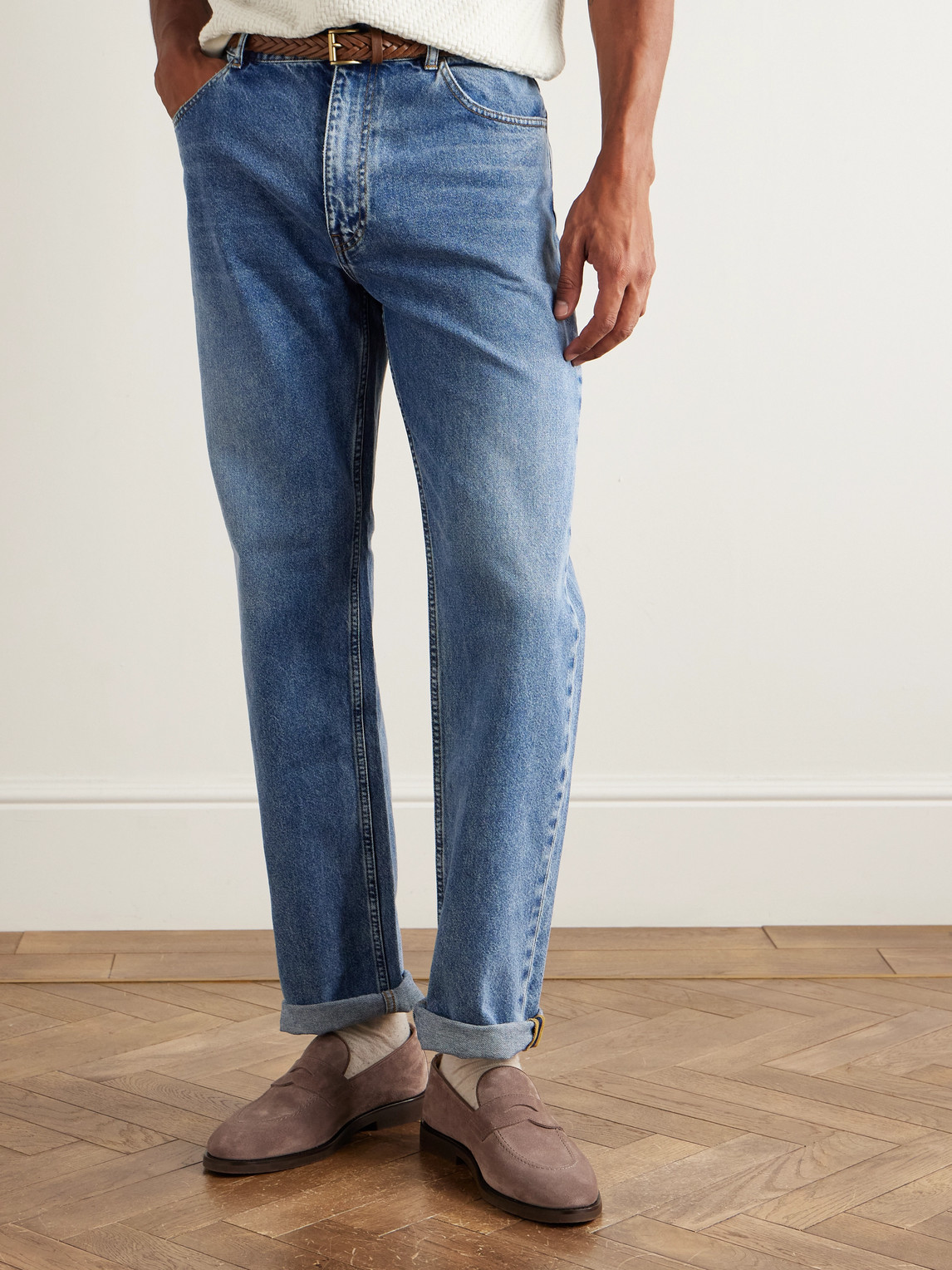 Brunello Cucinelli Suede Penny Loafers In Brown