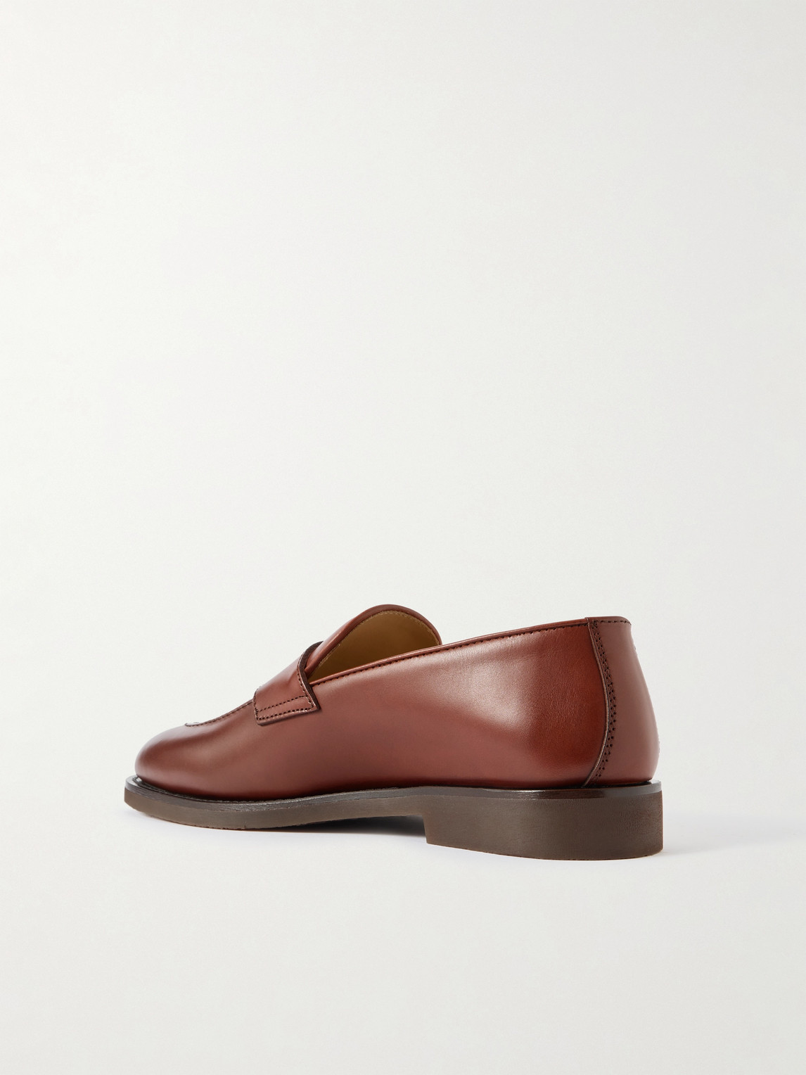 Brunello Cucinelli Flex Leather Penny Loafers In Brown