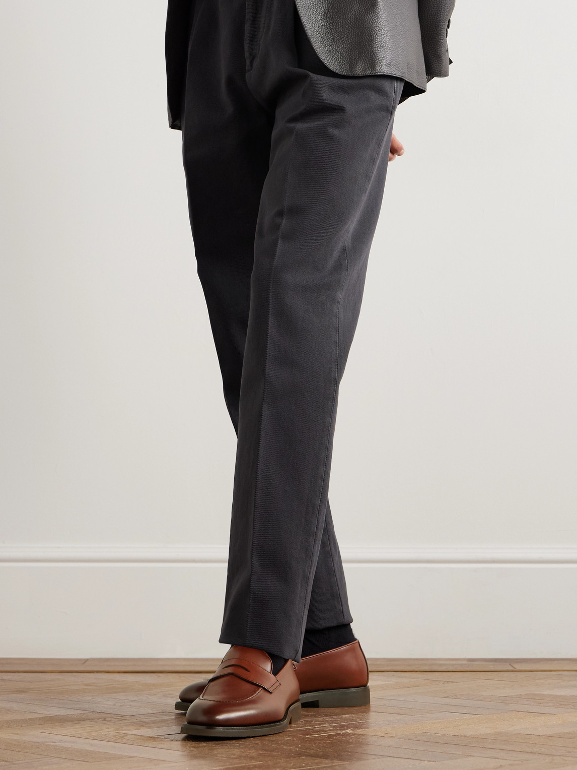 Brunello Cucinelli Flex Leather Penny Loafers In Brown