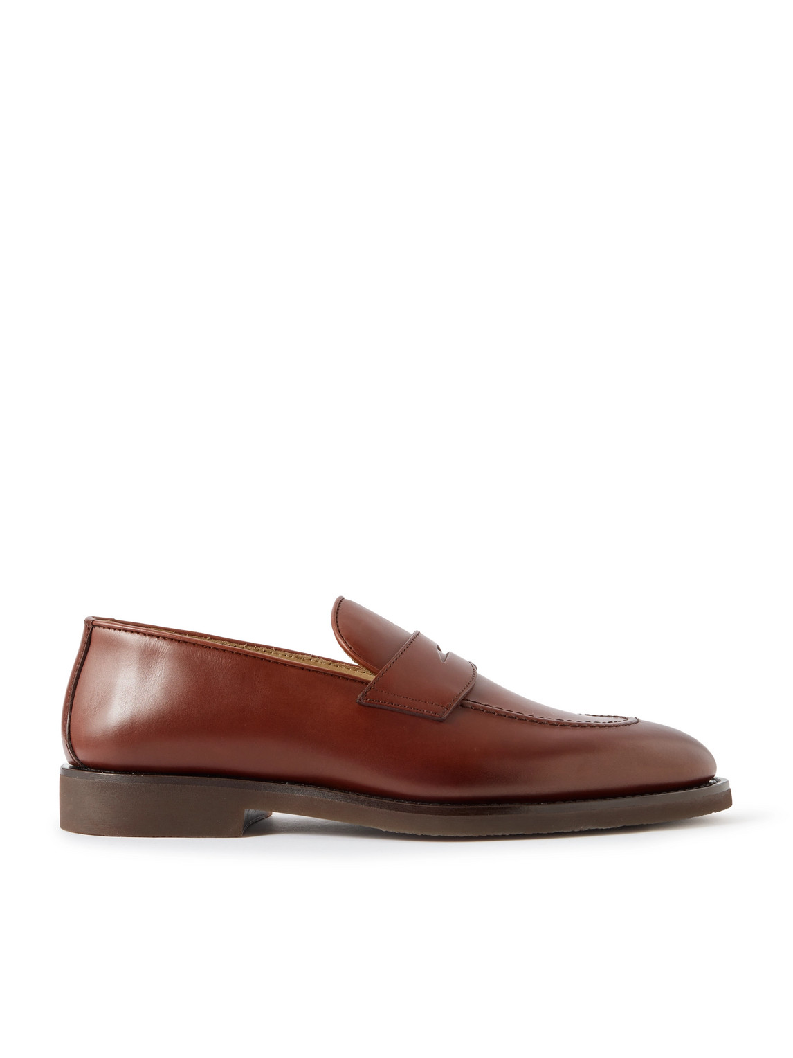 Brunello Cucinelli Flex Leather Penny Loafers In Brown