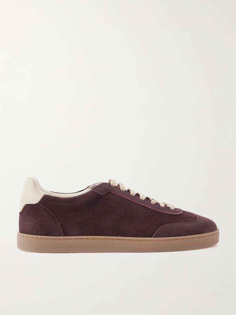 Brunello Cucinelli — Coda di Rondine Leather-Trimmed Waxed-Suede Sneakers