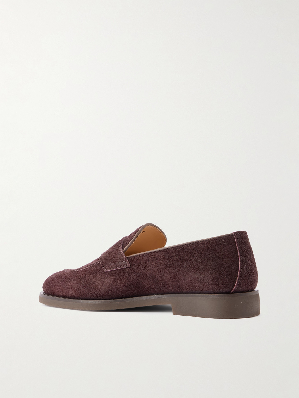 Brunello Cucinelli Waxed-suede Penny Loafers In Burgundy